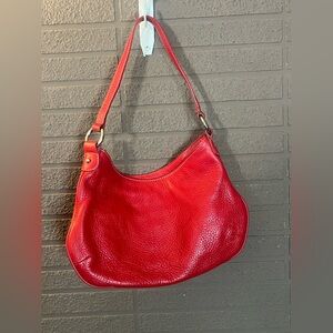 Talbots Red Genuine Leather Hobo Shoulder Bag